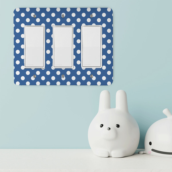 Polka Dots Rocker Light Switch Covers - Triple - IN CONTEXT