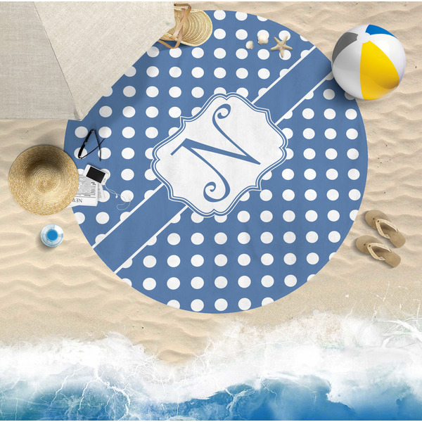Polka Dots Round Beach Towel Lifestyle