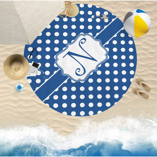 Polka Dots Round Beach Towel Lifestyle