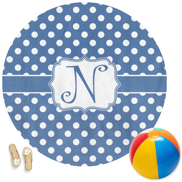 Custom Polka Dots Round Beach Towel (Personalized)