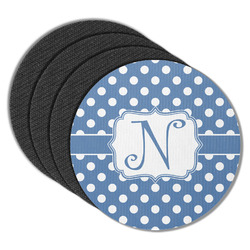 Polka Dots Round Rubber Backed Coasters - Set of 4 (Personalized)