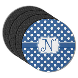 Polka Dots Round Rubber Backed Coasters - Set of 4 (Personalized)