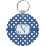 Polka Dots Round Plastic Keychain (Personalized)