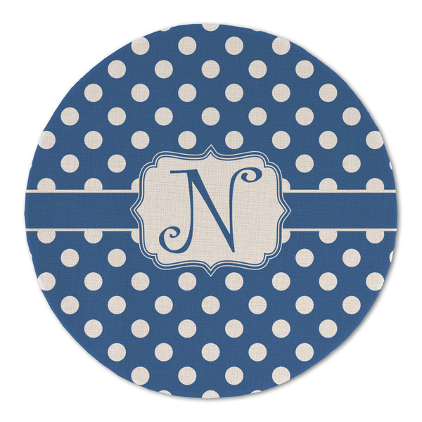Polka Dots Round Linen Placemats - FRONT (Double Sided)