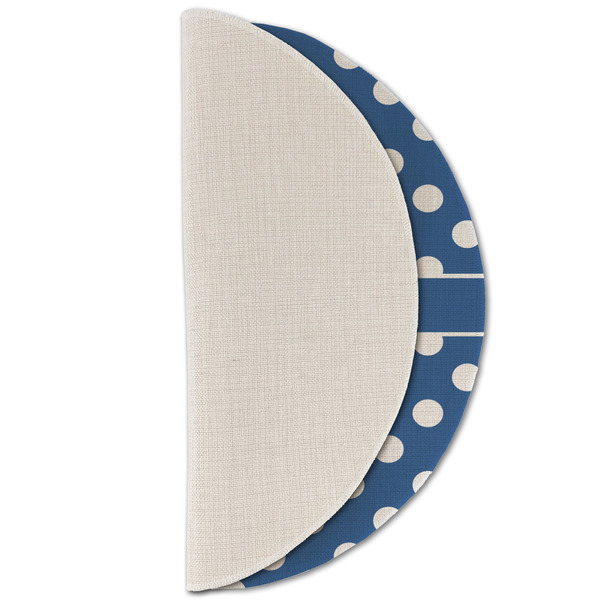Polka Dots Round Linen Placemats - HALF FOLDED (single sided)