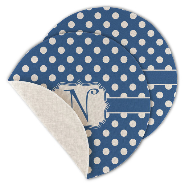 Polka Dots Round Linen Placemats - MAIN (Single Sided)