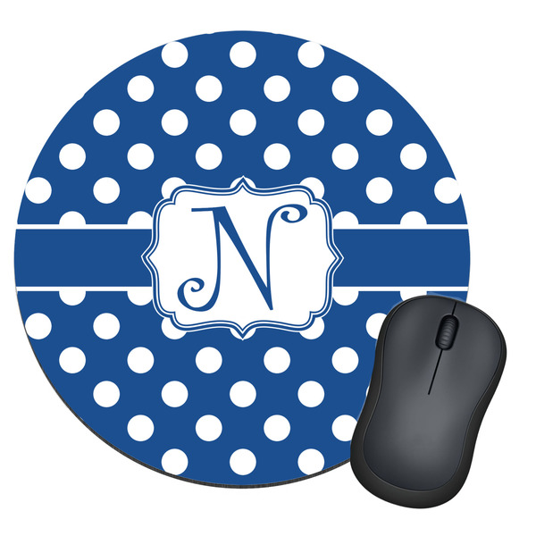 Custom Polka Dots Round Mouse Pad (Personalized)