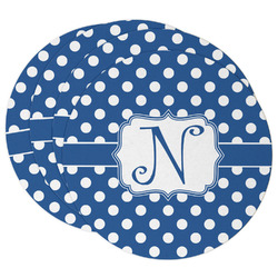 Polka Dots Round Paper Coasters w/ Initial