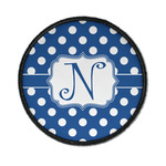 Polka Dots Iron On Round Patch w/ Initial