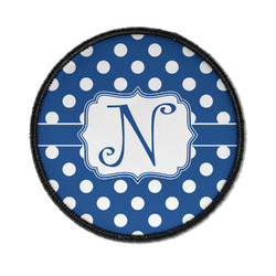 Polka Dots Iron On Round Patch w/ Initial