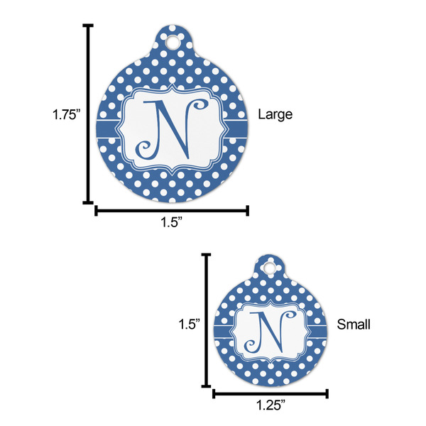 Polka Dots Round Pet ID Tag - Large - Comparison Scale