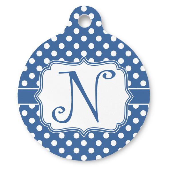 Custom Polka Dots Round Pet ID Tag - Large (Personalized)