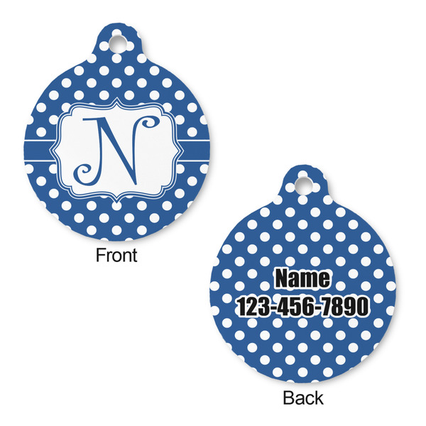 Polka Dots Round Pet Tag - Front & Back