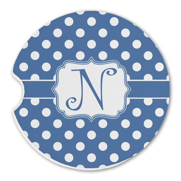 Polka Dots Sandstone Car Coaster - Single