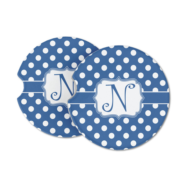 Custom Polka Dots Sandstone Car Coasters (Personalized)