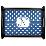 Polka Dots Black Wooden Tray - Large (Personalized)