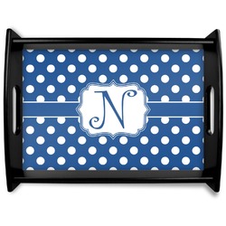 Polka Dots Black Wooden Tray - Large (Personalized)