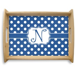 Polka Dots Natural Wooden Tray - Large (Personalized)