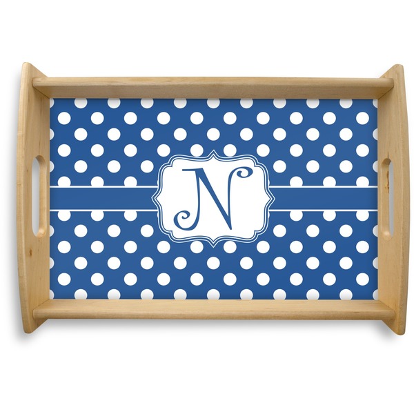Custom Polka Dots Natural Wooden Tray - Small (Personalized)