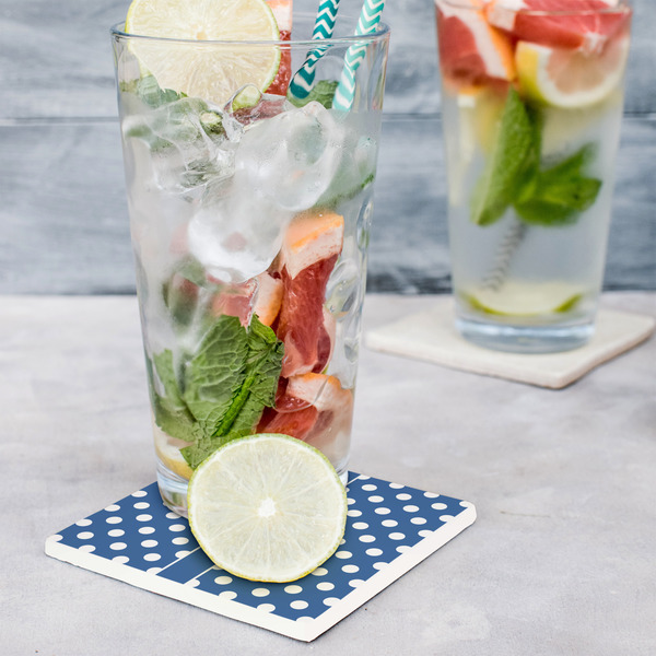 Polka Dots Set of 4 Stone Coasters - In Context View