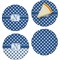 Polka Dots Set of 4 Glass Appetizer / Dessert Plate 8" (Personalized)