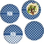 Polka Dots Set of 4 Glass Lunch / Dinner Plate 10" (Personalized)
