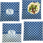 Polka Dots Set of 4 Glass Square Lunch / Dinner Plate 9.5" (Personalized)