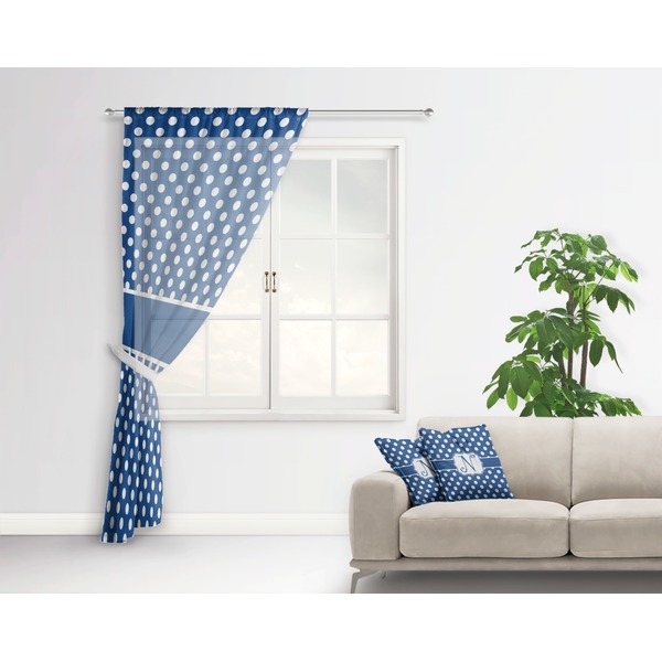 Polka Dots Sheer Curtain With Window and Rod - in Room Matching Pillow
