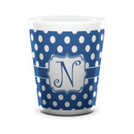 Polka Dots Ceramic Shot Glass - 1.5 oz - White - Set of 4 (Personalized)