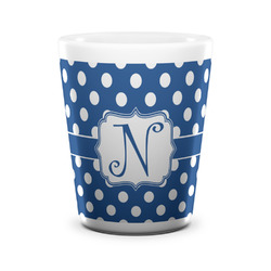 Polka Dots Ceramic Shot Glass - 1.5 oz - White - Set of 4 (Personalized)