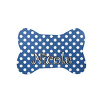 Polka Dots Bone Shaped Dog Food Mat (Small) (Personalized)