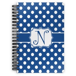 Polka Dots Spiral Notebook - 7x10 w/ Initial