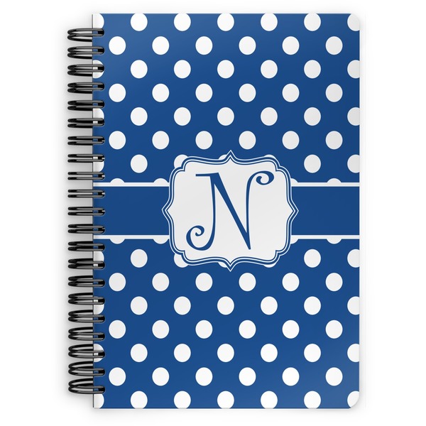Custom Polka Dots Spiral Notebook - 7x10 w/ Initial
