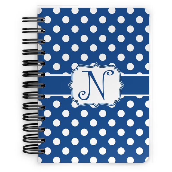 Custom Polka Dots Spiral Notebook - 5x7 w/ Initial