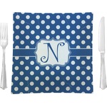 Polka Dots 9.5" Glass Square Lunch / Dinner Plate- Single or Set of 4 (Personalized)