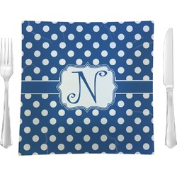 Polka Dots 9.5" Glass Square Lunch / Dinner Plate- Single or Set of 4 (Personalized)