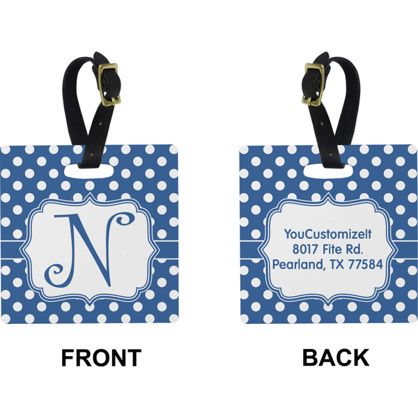 Polka Dots Square Luggage Tag (Front + Back)