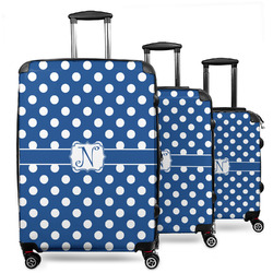 Polka Dots 3 Piece Luggage Set - 20" Carry On, 24" Medium Checked, 28" Large Checked (Personalized)