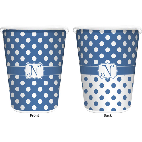 Polka Dots Trash Can White - Front and Back - Apvl