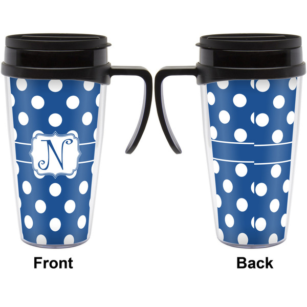 Polka Dots Travel Mug with Black Handle - Approval