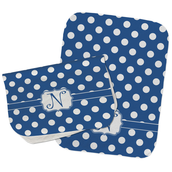 Polka Dots Two Rectangle Burp Cloths - Open & Folded
