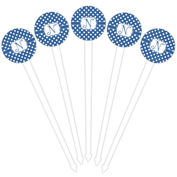 Polka Dots White Plastic 4" Food Pick - Round - Fan View