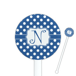 Polka Dots 5.5" Round Plastic Stir Sticks - White - Single Sided (Personalized)