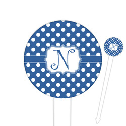 Polka Dots 6" Round Plastic Food Picks - White - Double Sided (Personalized)