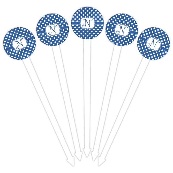 Polka Dots White Plastic 6" Food Pick - Round - Fan View