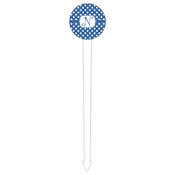 Polka Dots White Plastic 6" Food Pick - Round - Single Pick