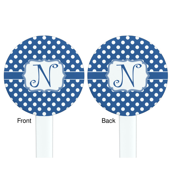 Polka Dots White Plastic 7" Stir Stick - Double Sided - Round - Front & Back
