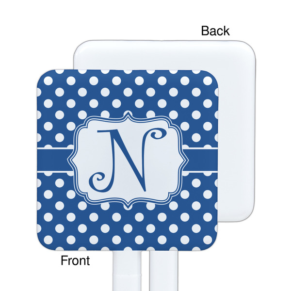 Polka Dots White Plastic Stir Stick - Single Sided - Square - Approval