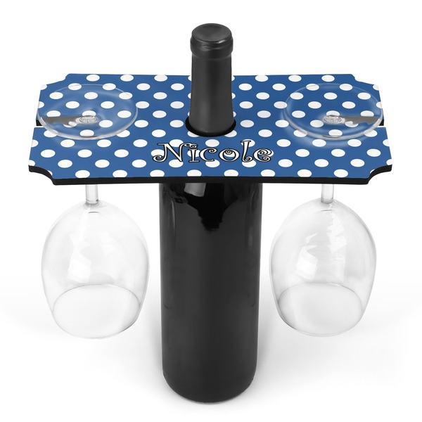 Custom Polka Dots Wine Bottle & Glass Holder (Personalized)