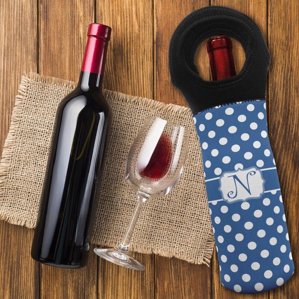 Polka Dots Wine Tote Bag - FLATLAY